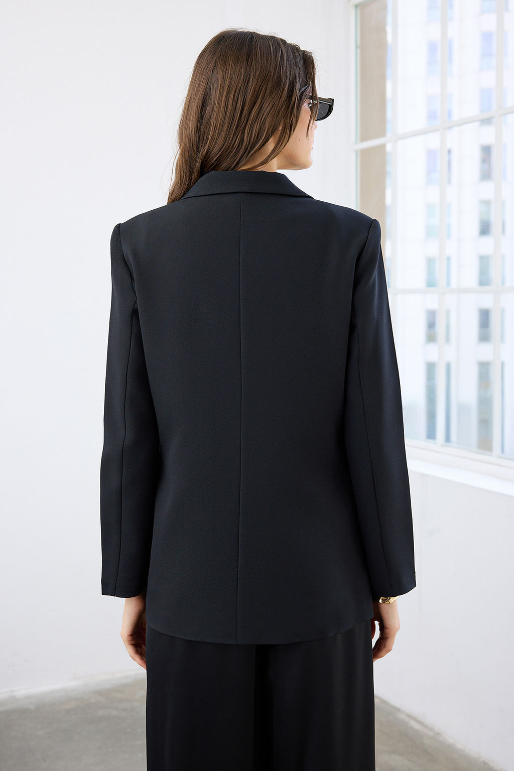 Antrasit Regular Astarl? Dugme Detayl? Dokuma Blazer Ceket TWOAW21CE0264