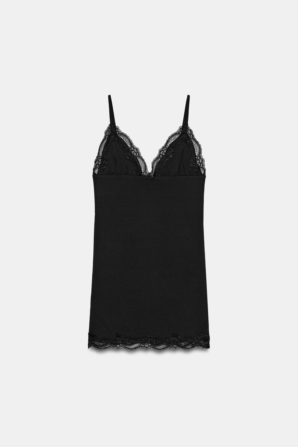 VESTIDO MINI TIRANTES ENCAJE / Negro - Zara фото 4
