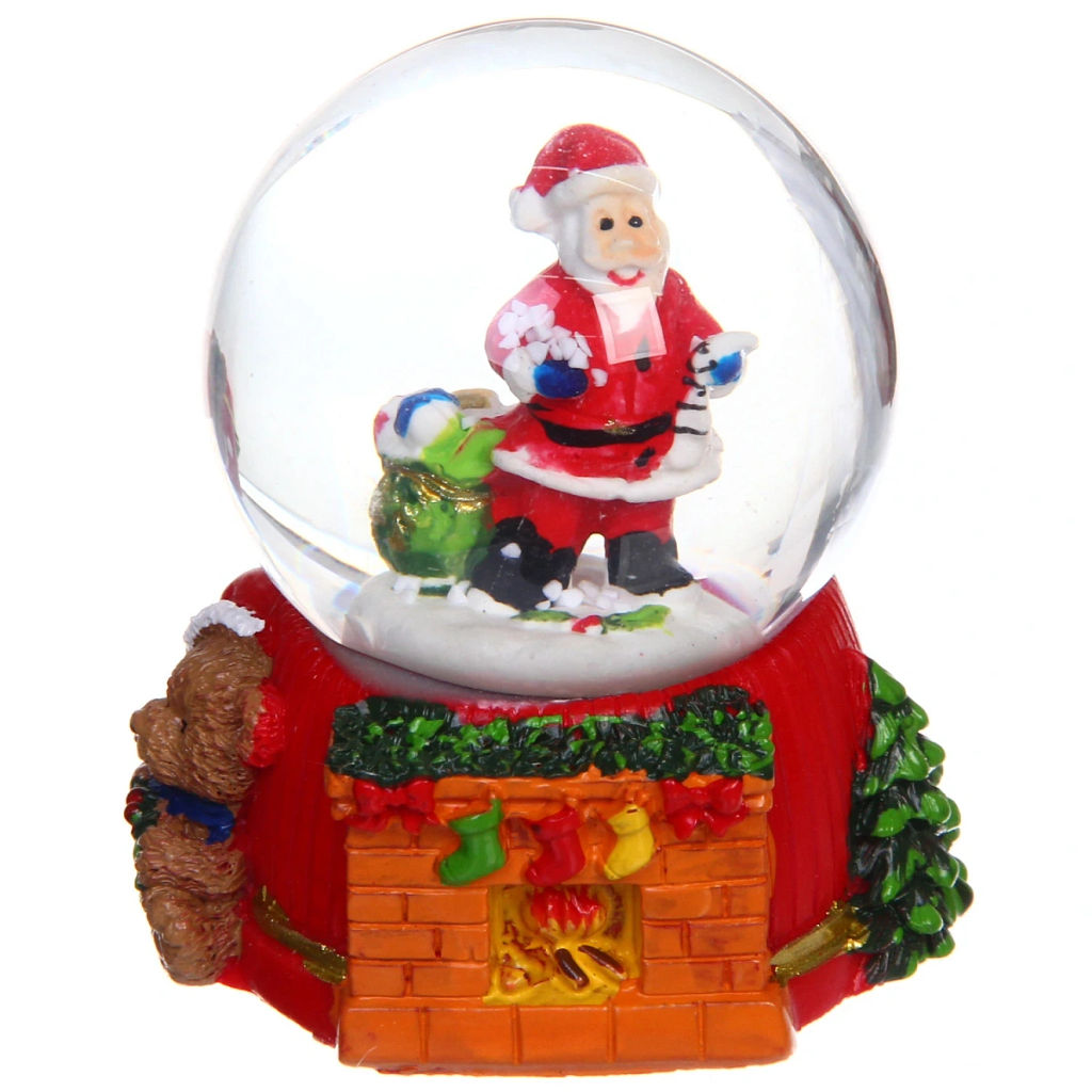 Сувенир новогодний "Снежный шар - Зима" d-4,5 см (подст.5,5*5,6 см), микс