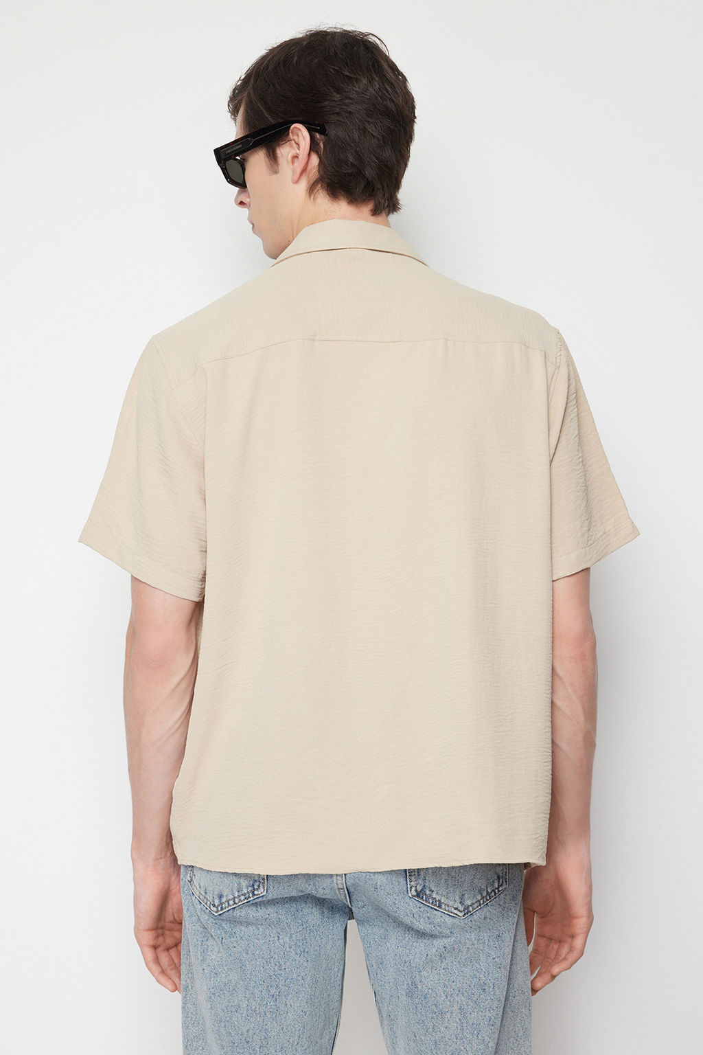 TRENDYOL MAN Siyah Siyah Oversize Fit Yazl?k K?sa Kollu Keten Gorunumlu Gomlek Gomlek TMNSS24GO00019 - Trendyolmilla фото 15