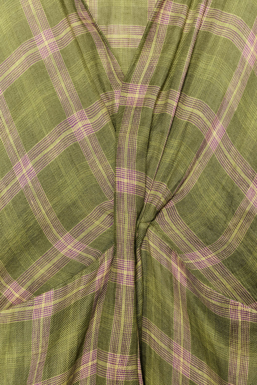 VESTIDO LINO CUADROS ZW COLLECTION / Verde - Zara фото 6