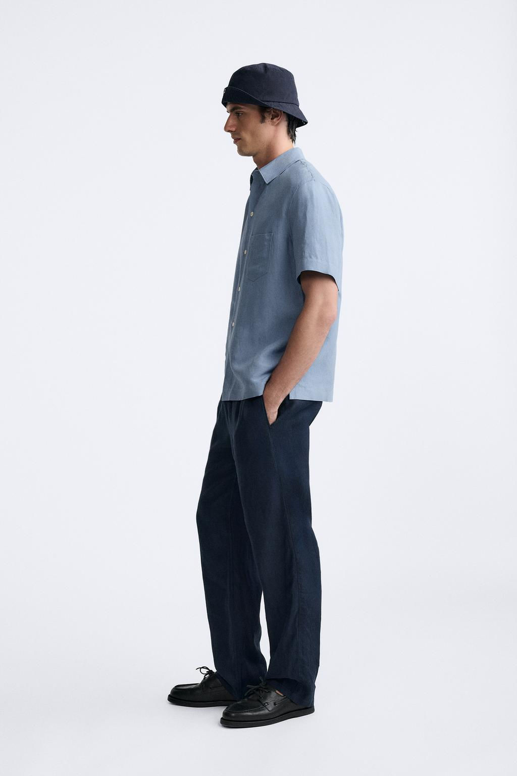 100% LINEN JOGGER WAIST TROUSERS - Zara фото 4