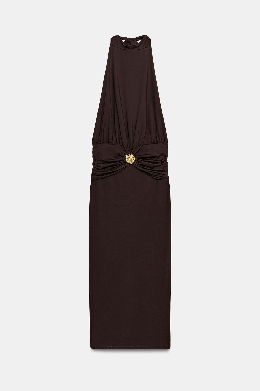 VESTIDO HALTER DRAPEADO / Marr?n - Zara фото 6