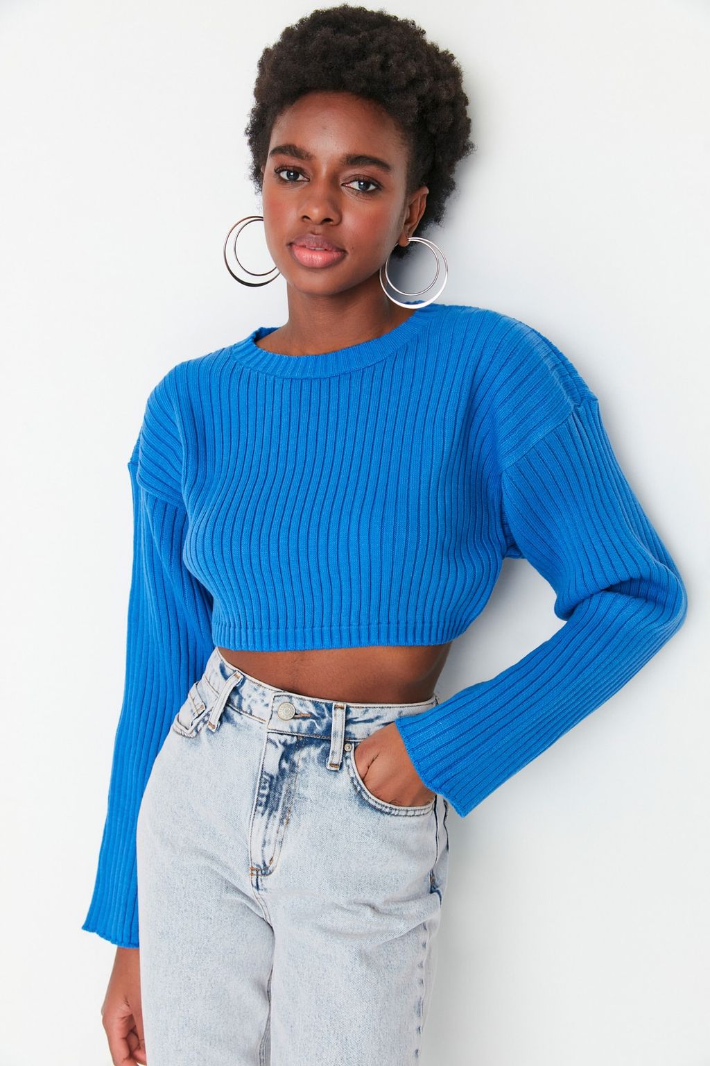 Mavi Super Crop Basic Triko Kazak TWOAW23KZ01068