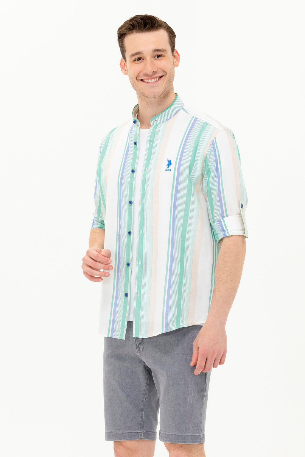 Мужская зеленая рубашка с длинным рукавом - U.s. polo assn фото 4