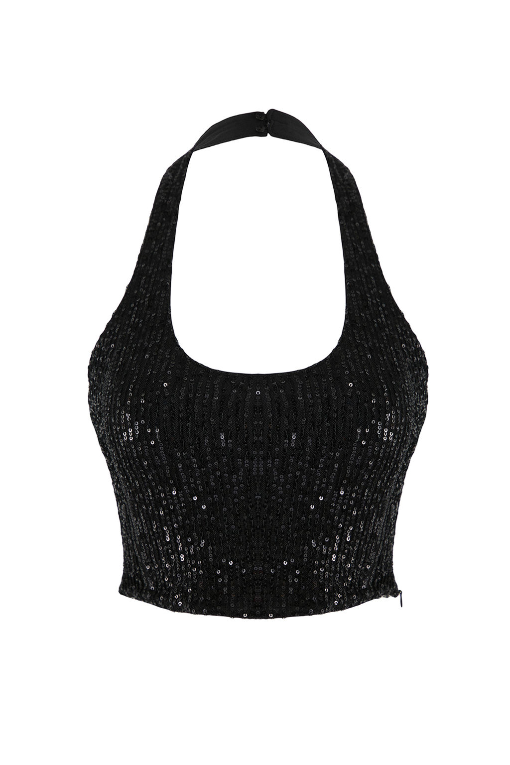 Siyah Kare Yaka Beden Oturan Payet Party Bluz TPRSS26BZ00013