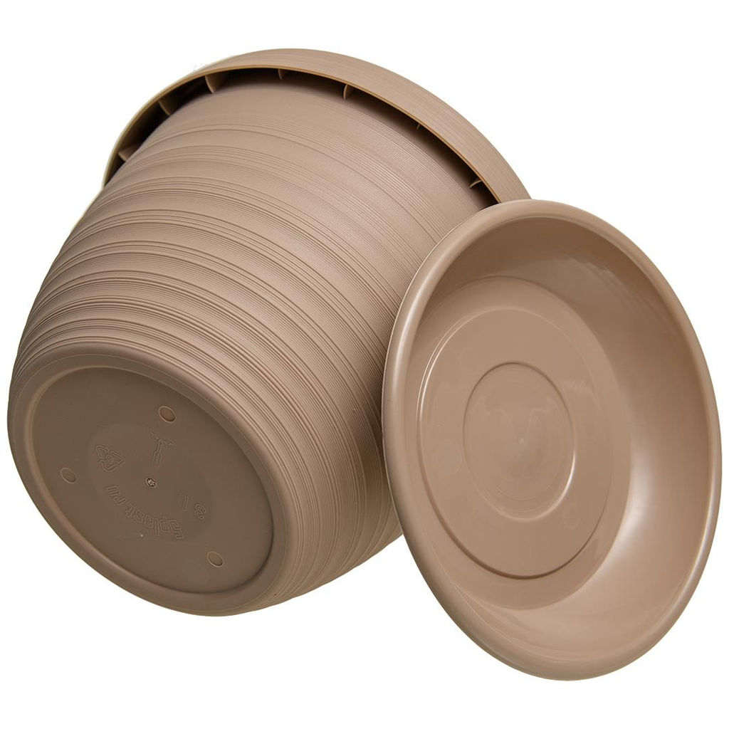 Пластиковый горшок Толедо, D 20, фраппе с поддоном - Вещицы фото 3