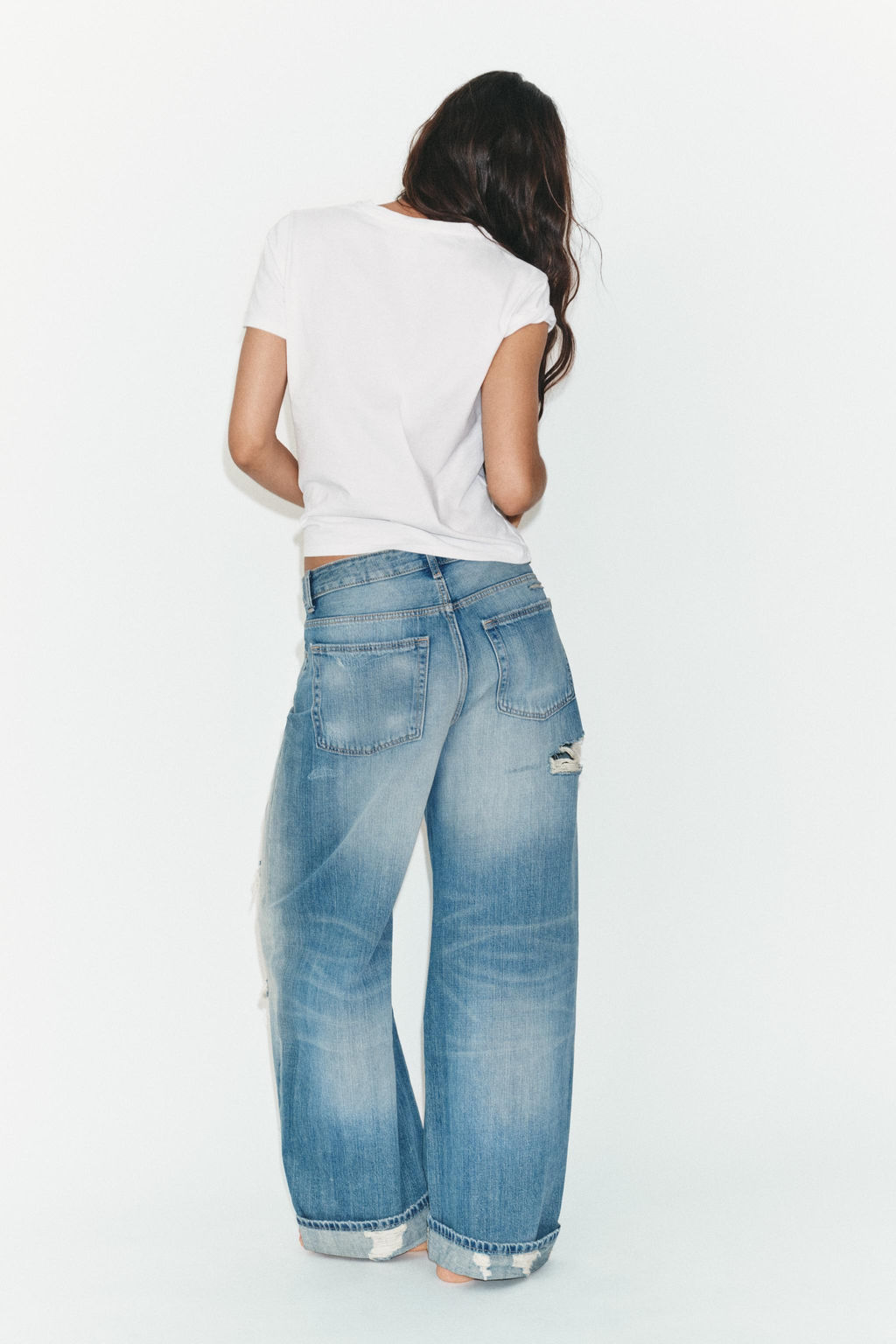 TRF RIPPED BAGGY FOLDED JEANS - Zara фото 25
