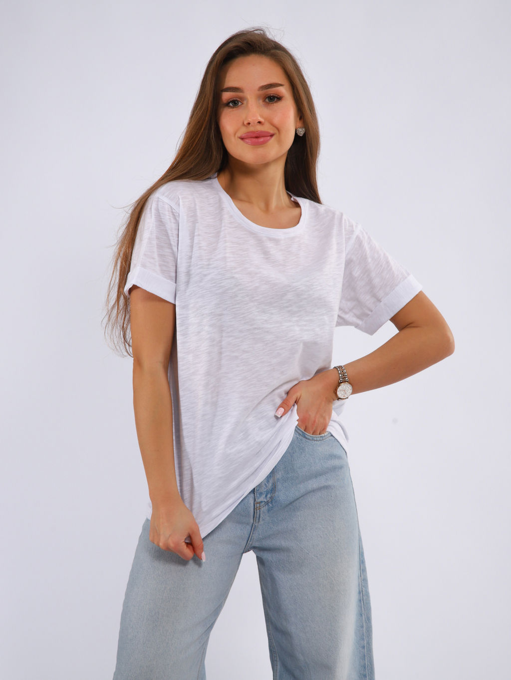 Футболка-паутинка женская 6-206д (белый)