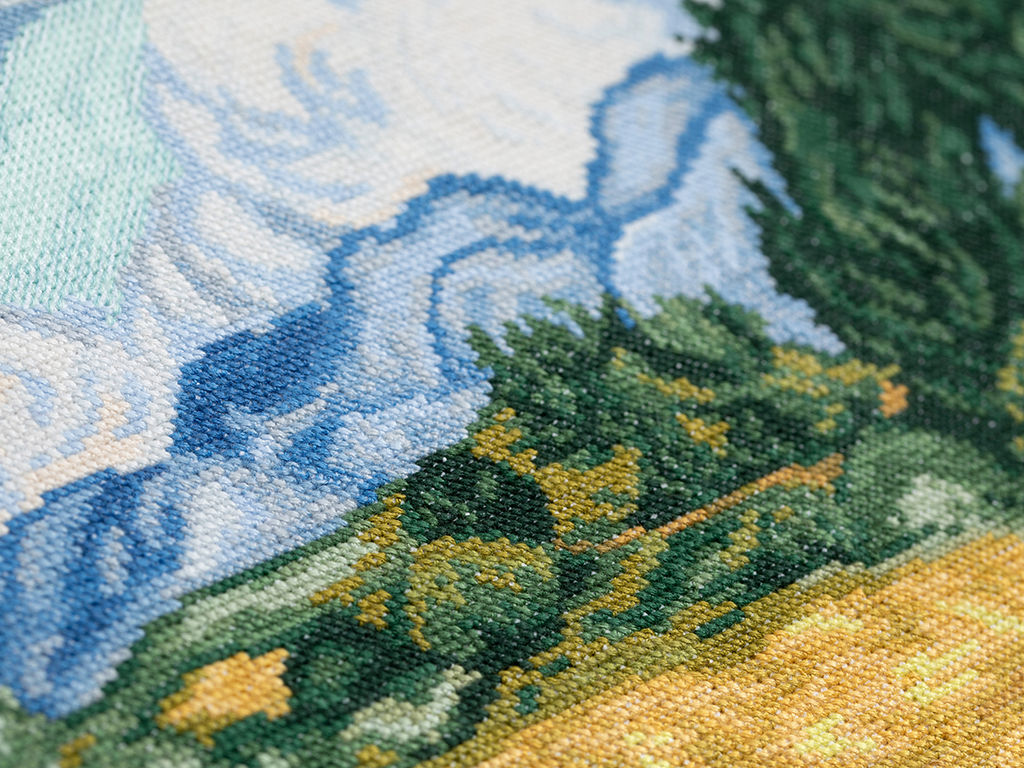 Набор для вышивания PANNA Золотая серия MET-7347 Пшеничное поле с кипарисами 38 х 30 см