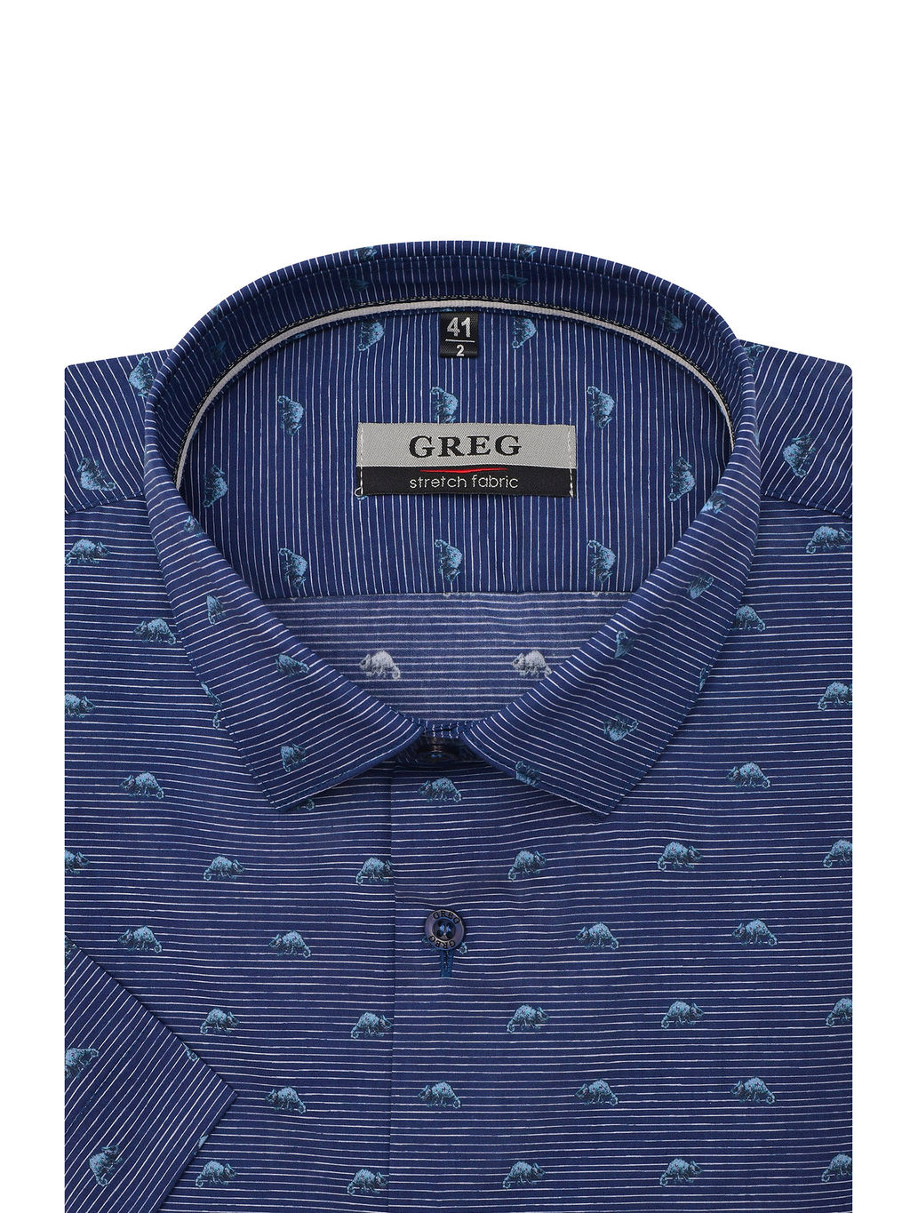 Сорочка мужская короткий рукав GREG 223/207/2832/ZN/1p STRETCH фото 3