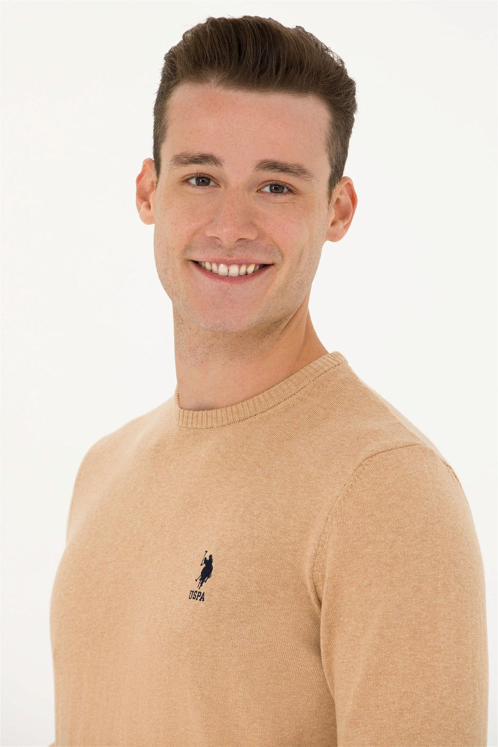 U. S. Polo Assn Мужской базовый свитер песочного меланжа - U.s. polo assn фото 8