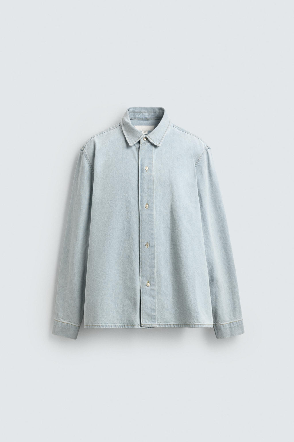 CAMISA DENIM LAVADA RELAXED FIT / Azul claro - Zara фото 7