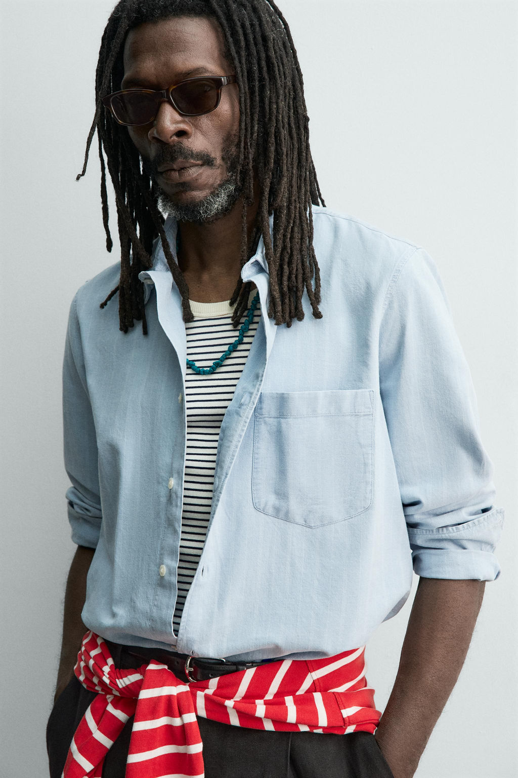 CAMISA JACQUARD DENIM AARON LEVINE X ZARA / Azul claro  фото 5