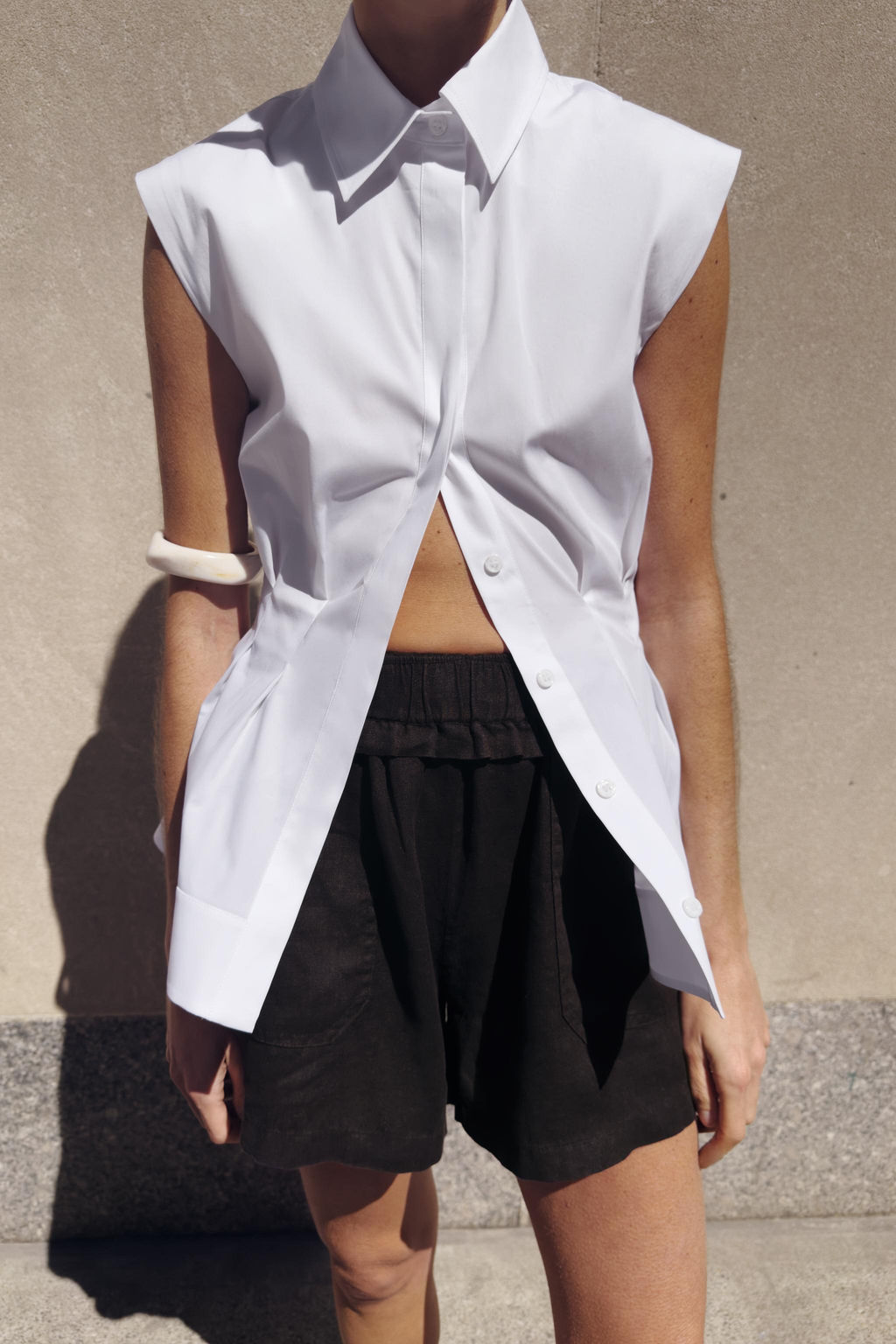 CAMISA PLIEGUES MANGA SISA ZW COLLECTION / Blanco - Zara фото 8