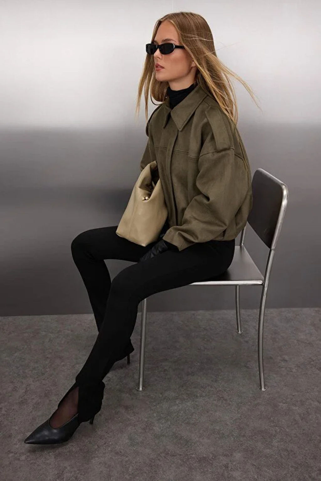 Haki Oversize Kal?p Suet Bomber Ince Ceket Mont TWOAW26MO00125