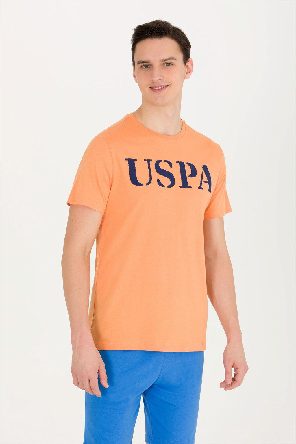 Мужская оранжевая базовая футболка с круглым вырезом - U.s. polo assn фото 10