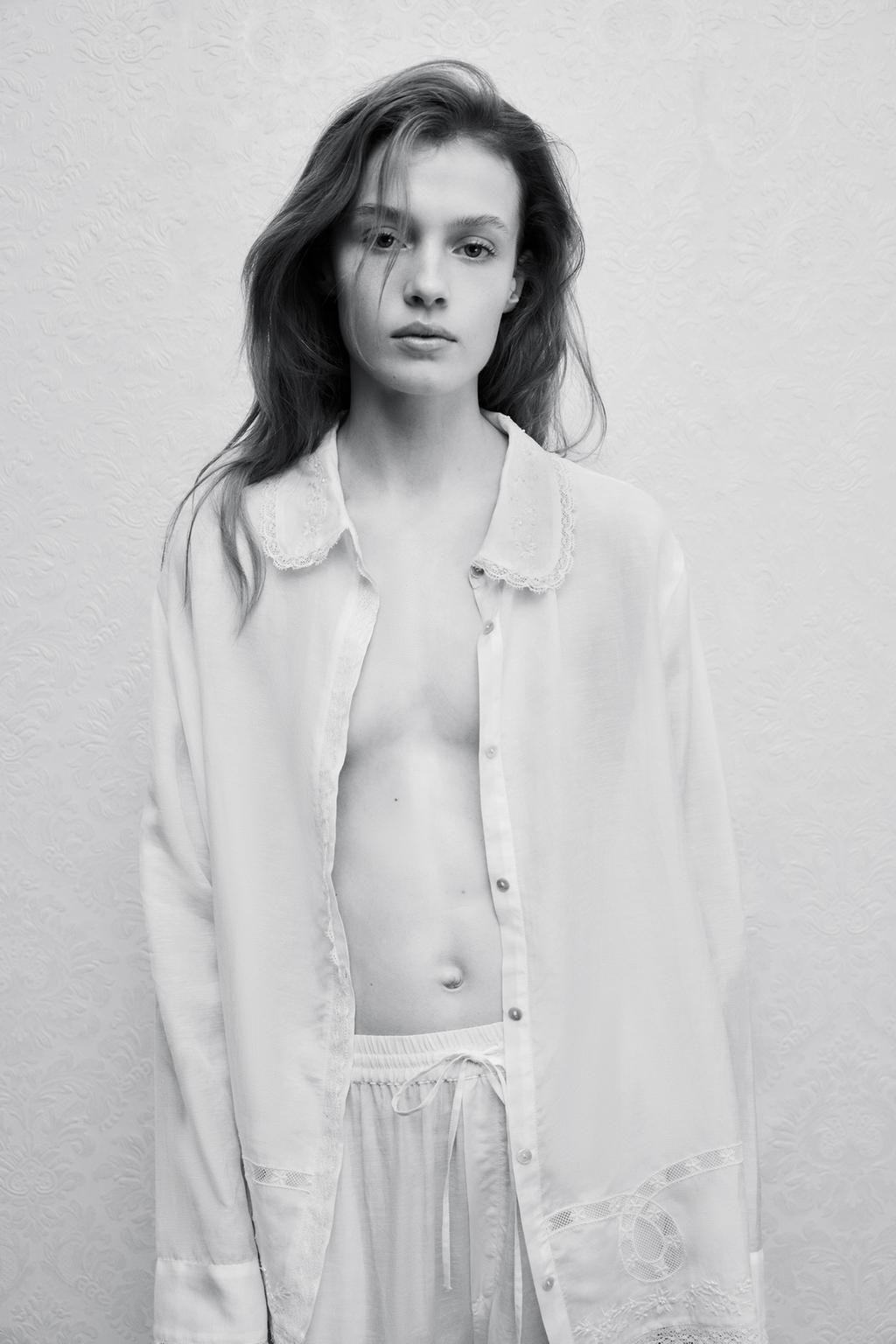 SHIRT WITH LACE TRIM, BEADING AND EMBROIDERY - Zara фото 4