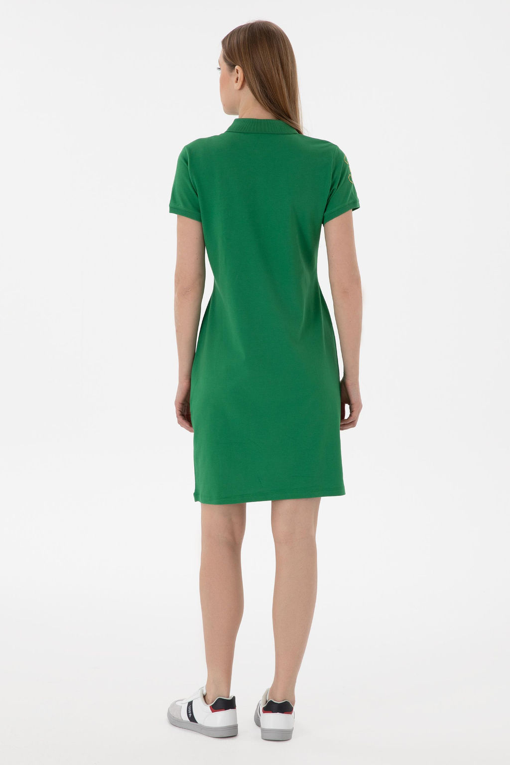 Платье-поло Ye_il Polo Yaka мини зеленое из хлопка