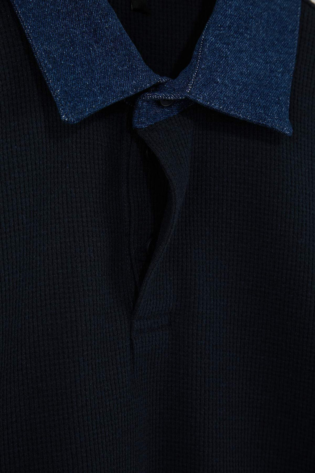 Lacivert Regular/Normal Kesim Dokulu Denim Yaka Detayl? Polo Yaka T-shirt TMNSS26PO00001