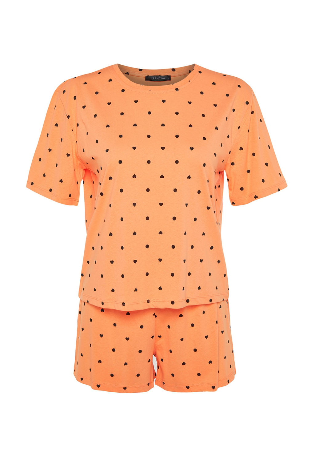 Trendyolmilla Beyaz %100 Pamuklu Puantiyeli ve Kalpli Sortlu Orme Pijama Tak?m? THMSS21PT1485  фото 7