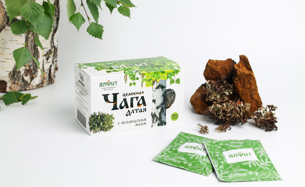 Чайный напиток целебная ЧАГА Алтая с ИСЛАНДСКИМ МХОМ Алфит 7805