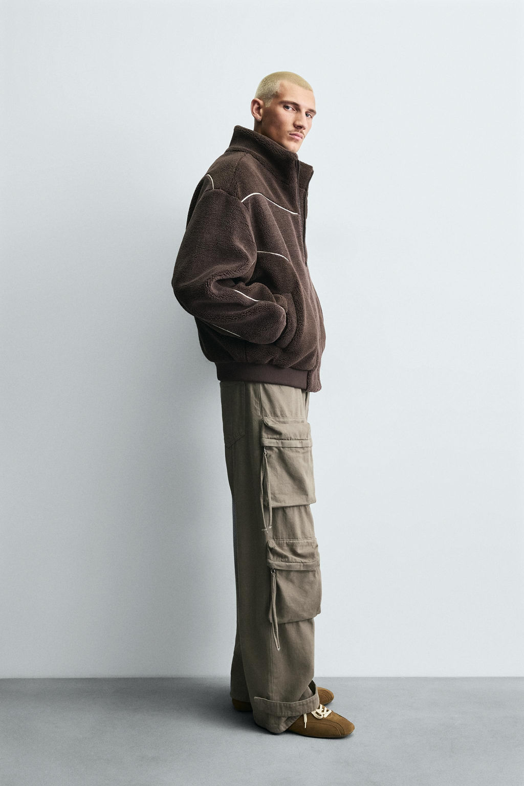 CONTRAST FAUX SHEARLING JACKET - Zara фото 4