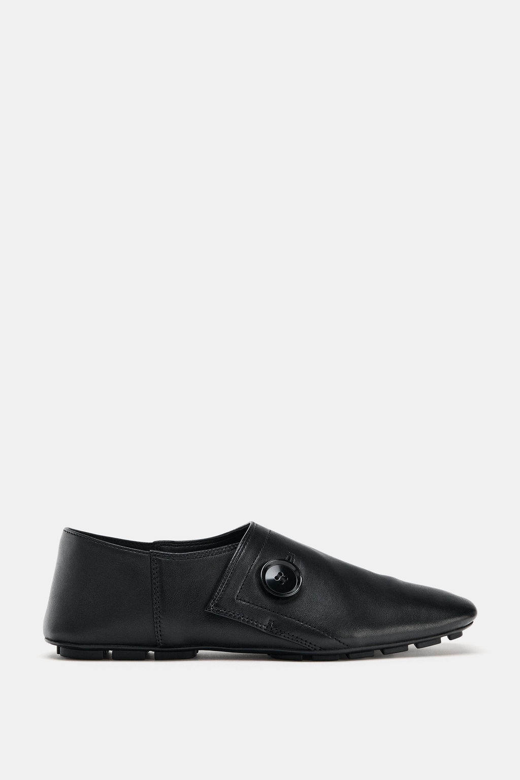 FLAT LEATHER SHOES WITH BUTTON DETAIL - Zara фото 5