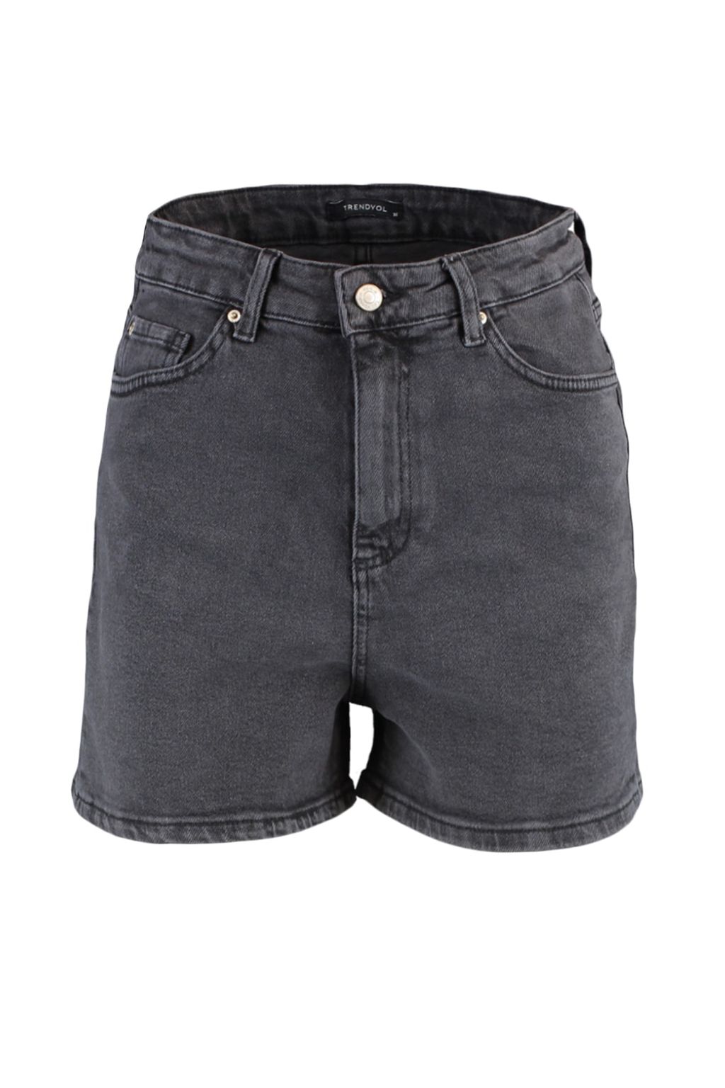Antrasit More Sustainable Yuksek Bel City Boy Denim Sort TWOSS20SR0210