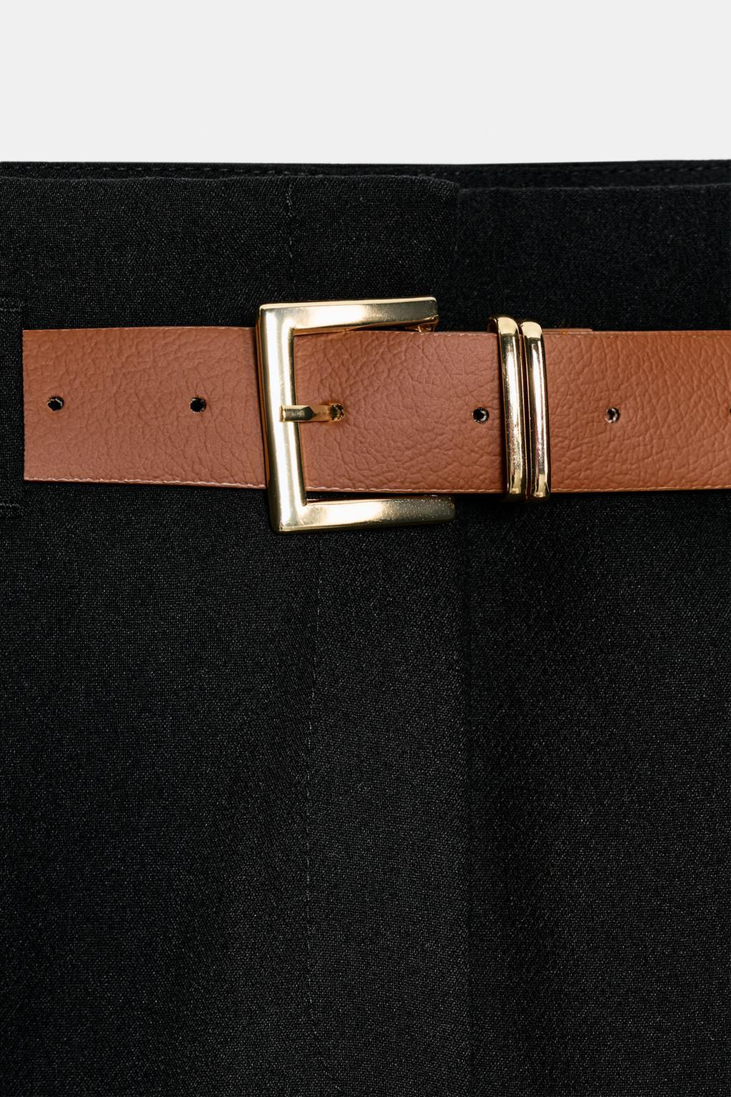 TROUSERS WITH TURN-UP CUFFS AND BELT - Zara фото 32