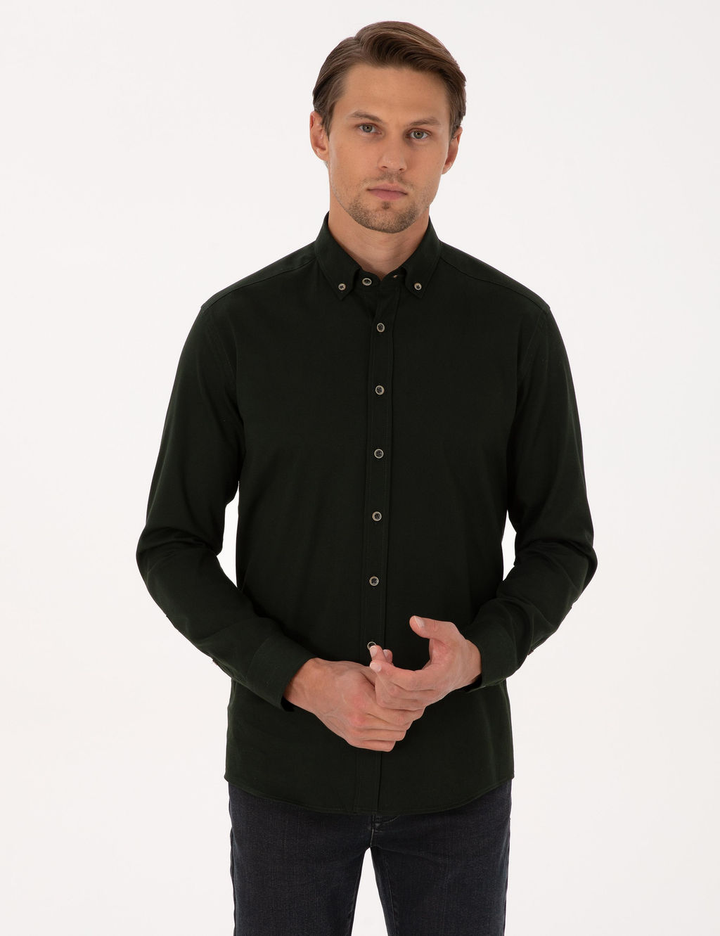 Koyu Haki Regular Fit Uzun Kollu G_mlek - Pierre cardin фото 3