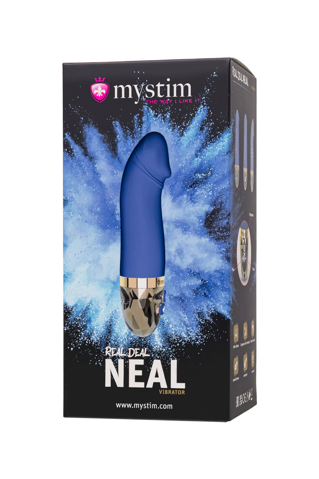 Вибратор Mystim Real Deal Neal силикон,синий, 16,5 см фото 8