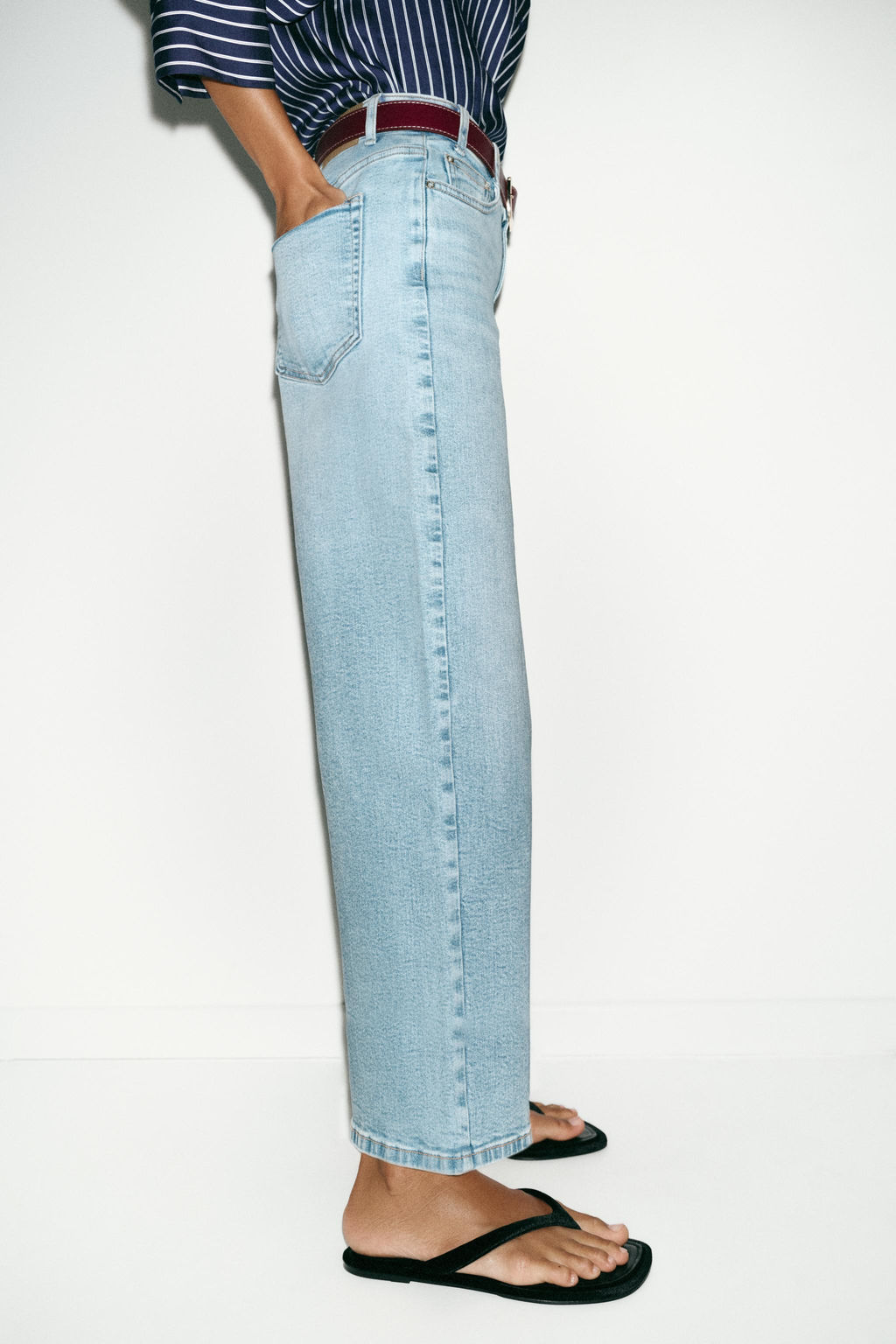 Z.10 HIGH-WAIST BELTED CULOTTES JEANS - Zara фото 29