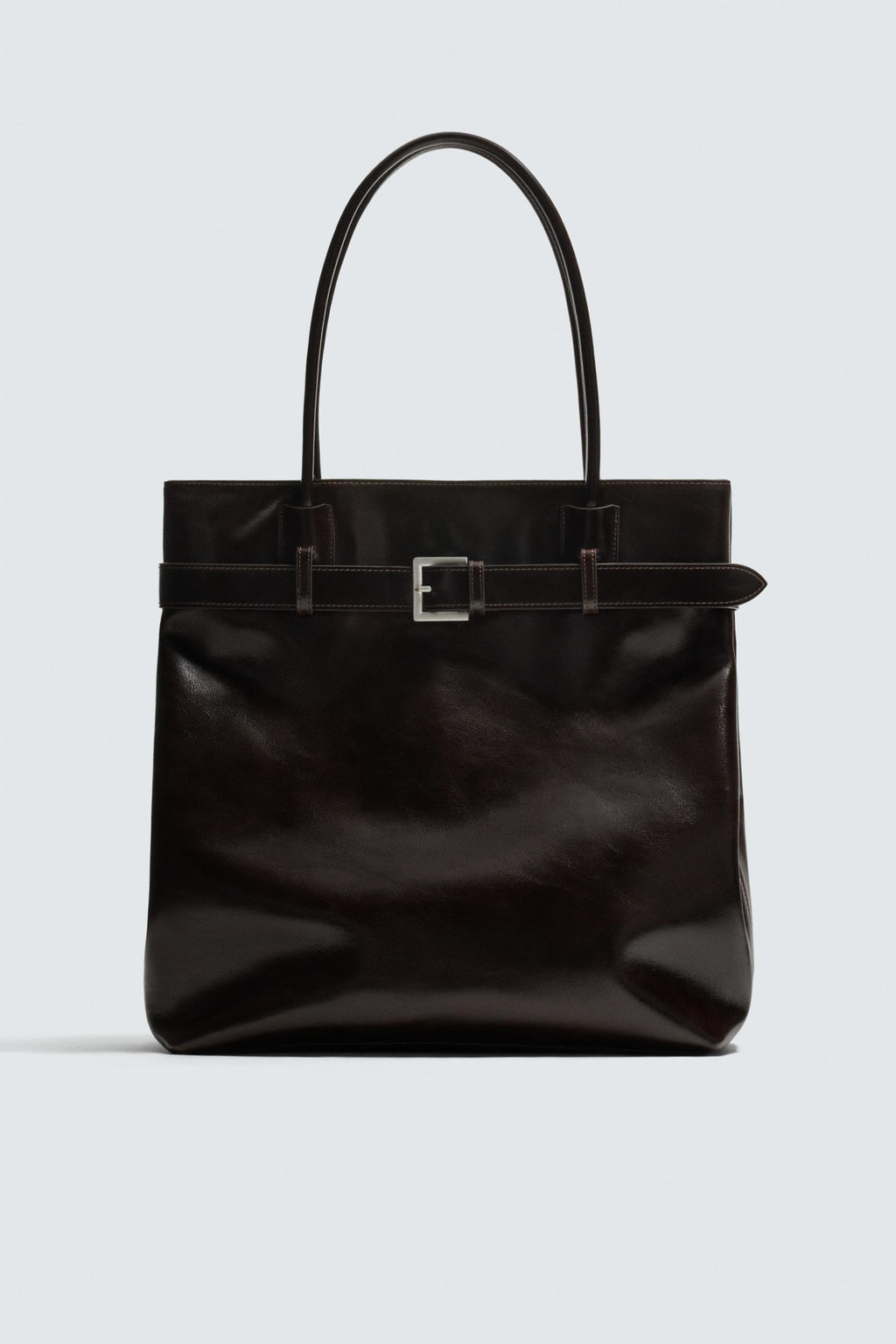 BOLSO SHOPPER PIEL CINTUR?N / Marr?n - Zara фото 5