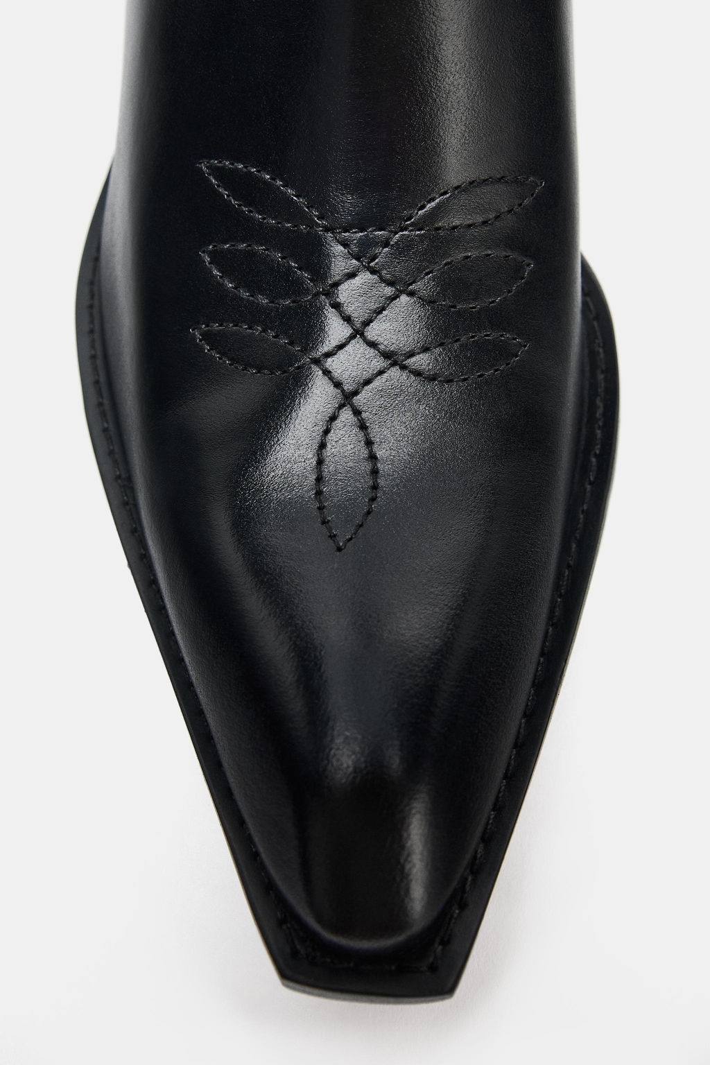 LEATHER COWBOY ANKLE BOOTS WITH TOPSTITCHING - Zara фото 7