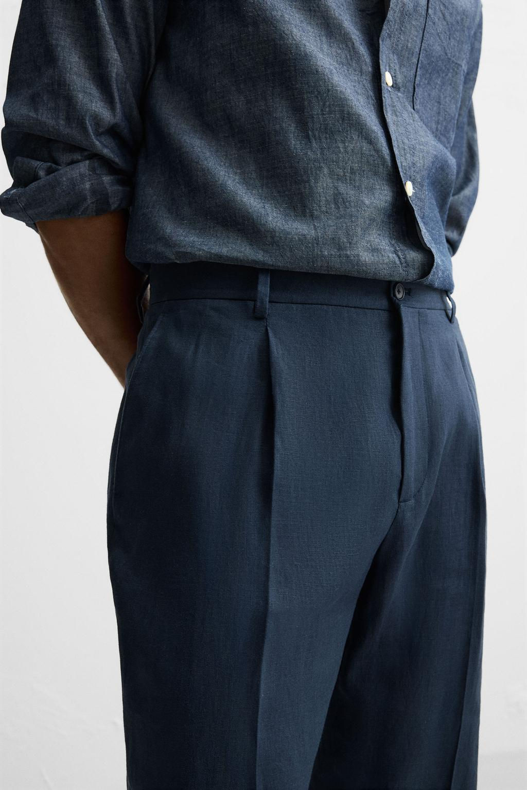 100% LINEN PLEATED TROUSERS - Zara фото 26