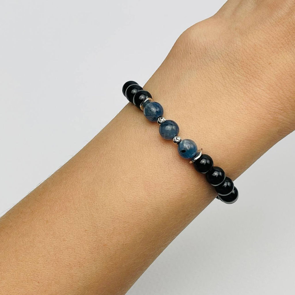 Браслет из черного Турмалина с Кианитом 17 см