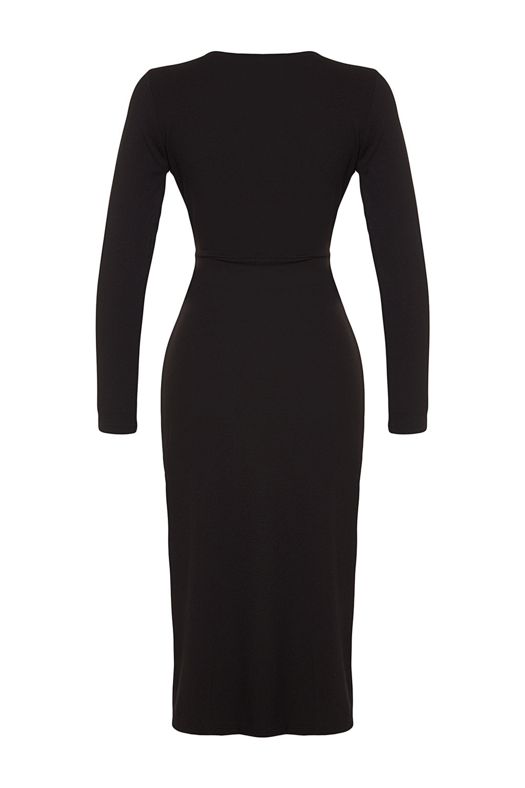 TRENDYOLMILLA Mor Kruvaze Yaka Uzun Kollu Buzgu Detayl? Vucuda Oturan Midi Orme Elbise TWOAW24EL00826 фото 12