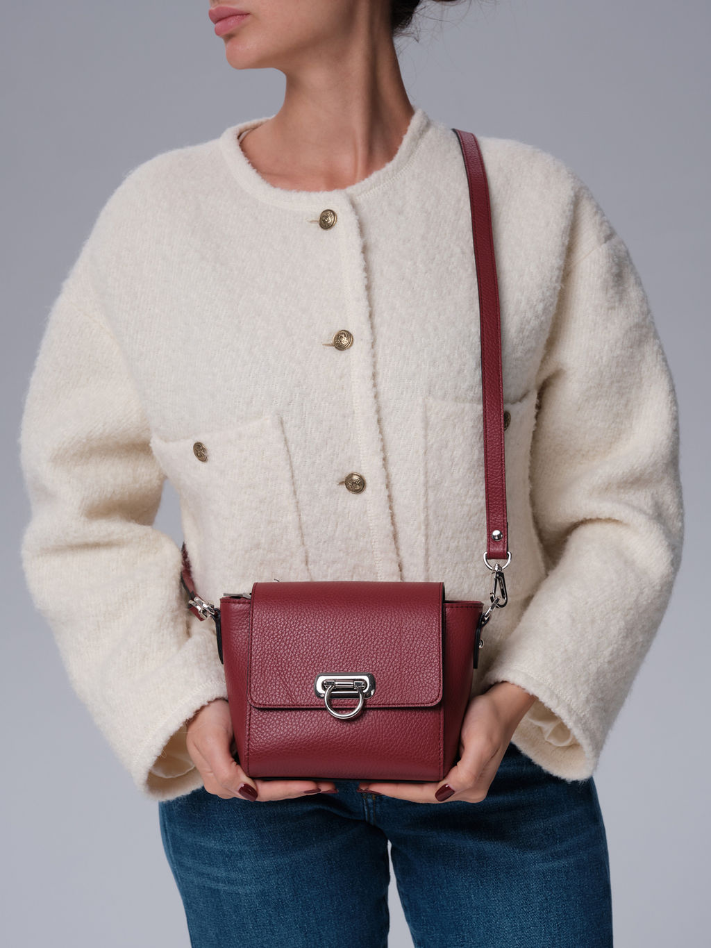 Сумка кожаная кросс-боди Azaro 3520 вишневый