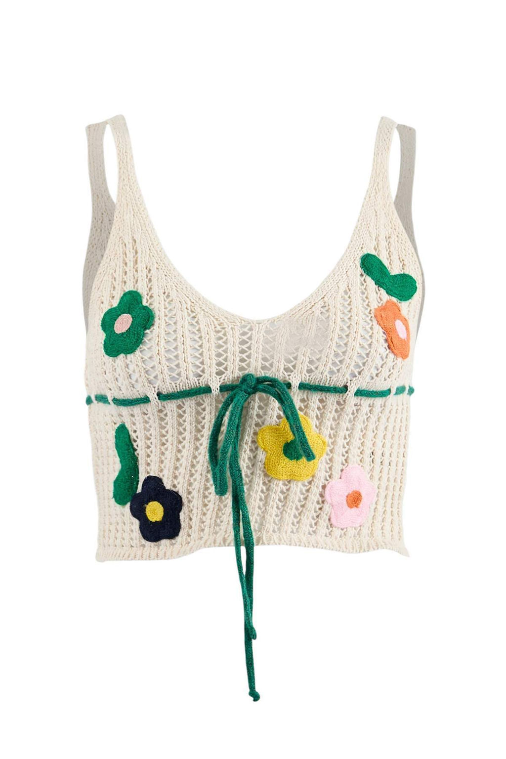 Ekru Ajurlu Triko Aplikeli 100% Pamuk Crop Plaj Bluz TBESS26BZ00015 - Trendyolmilla фото 7