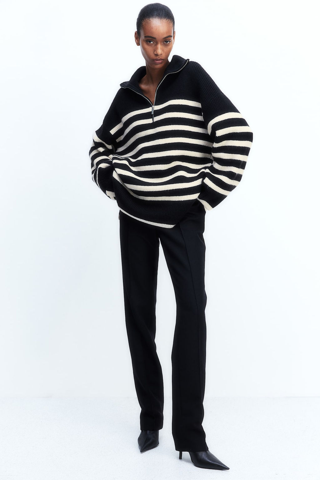 Jersey en punto de canale con media cremallera - H&m фото 2