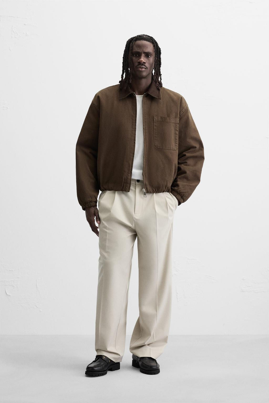 WIDE FIT PLEATED TROUSERS