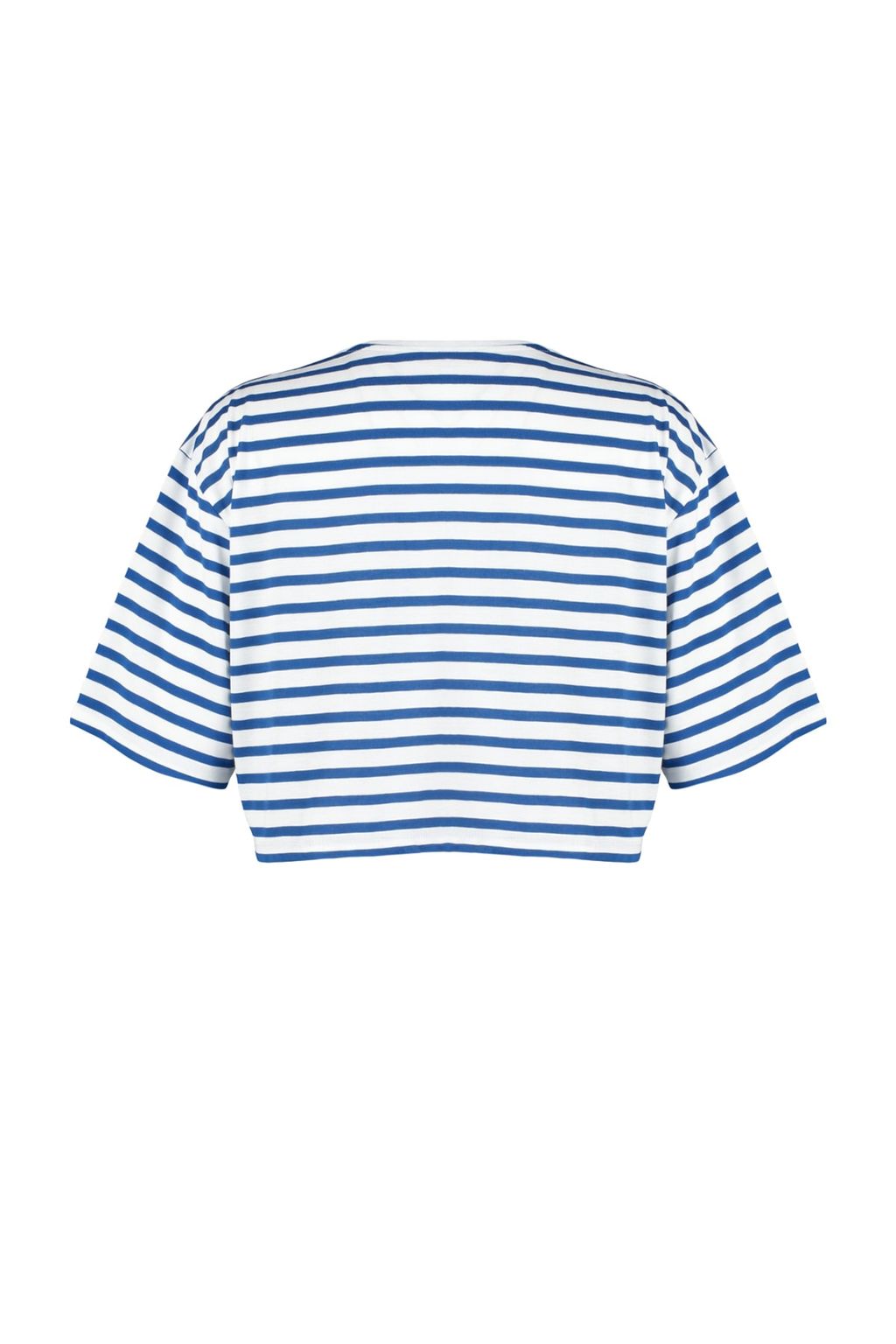 TRENDYOLMILLA Lacivert Cizgili Relaxed/Genis Rahat Kesim Crop Bisiklet Yaka Orme T-Shirt TWOSS23TS00136 фото 9