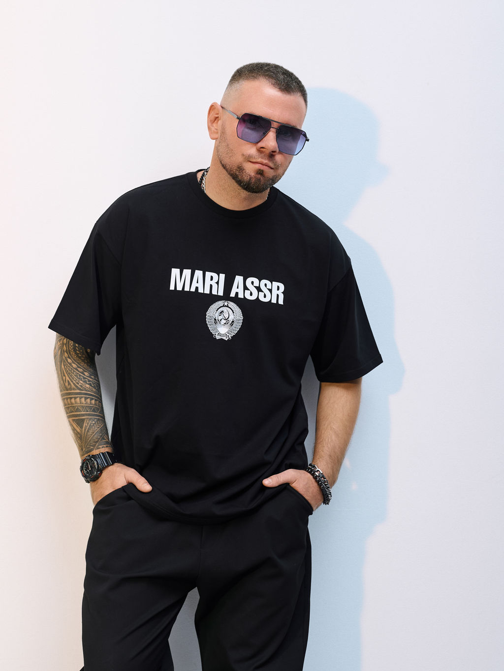 Футболка оверсайз унисекс " MARI ASSR" черный