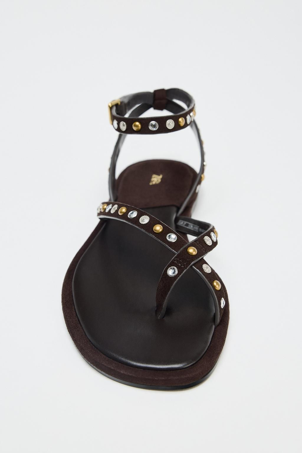 BEADED LEATHER SANDALS - Zara фото 3