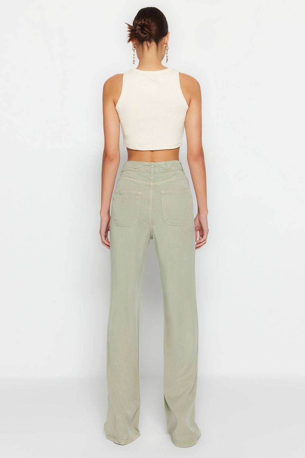 Bej More Sustainable %100 Tencel Dusuk Bel Wide Leg Jeans TWOSS23JE00219 - Trendyolmilla фото 24