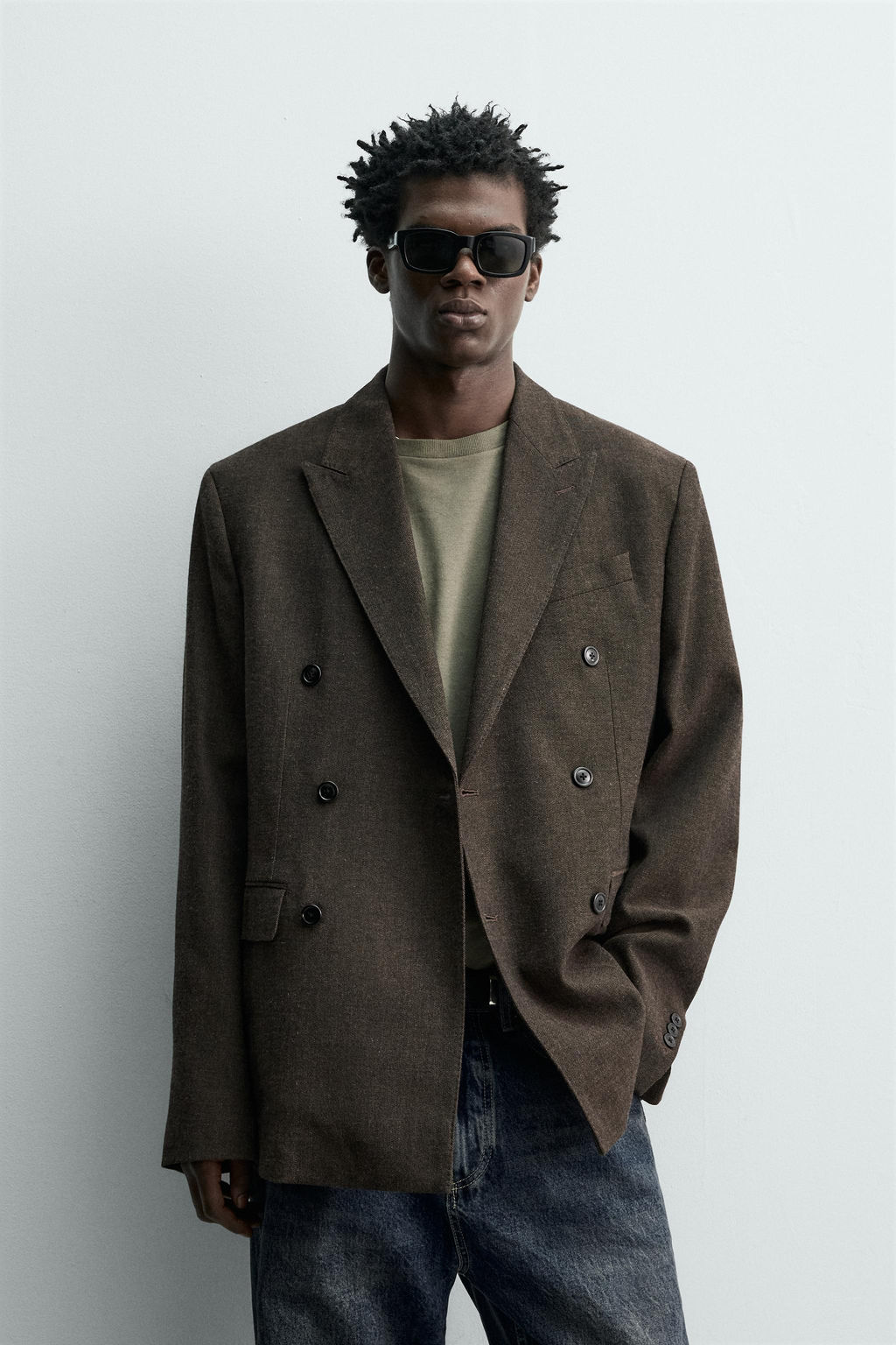 BLAZER CRUZADA CON LANA / Marr?n oscuro - Zara фото 2