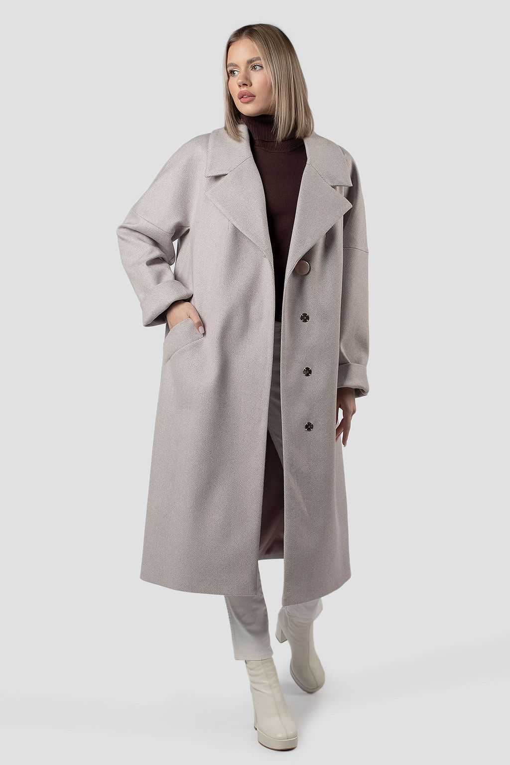 01-11936 Пальто женское демисезонное (пояс) - El podio фото 2