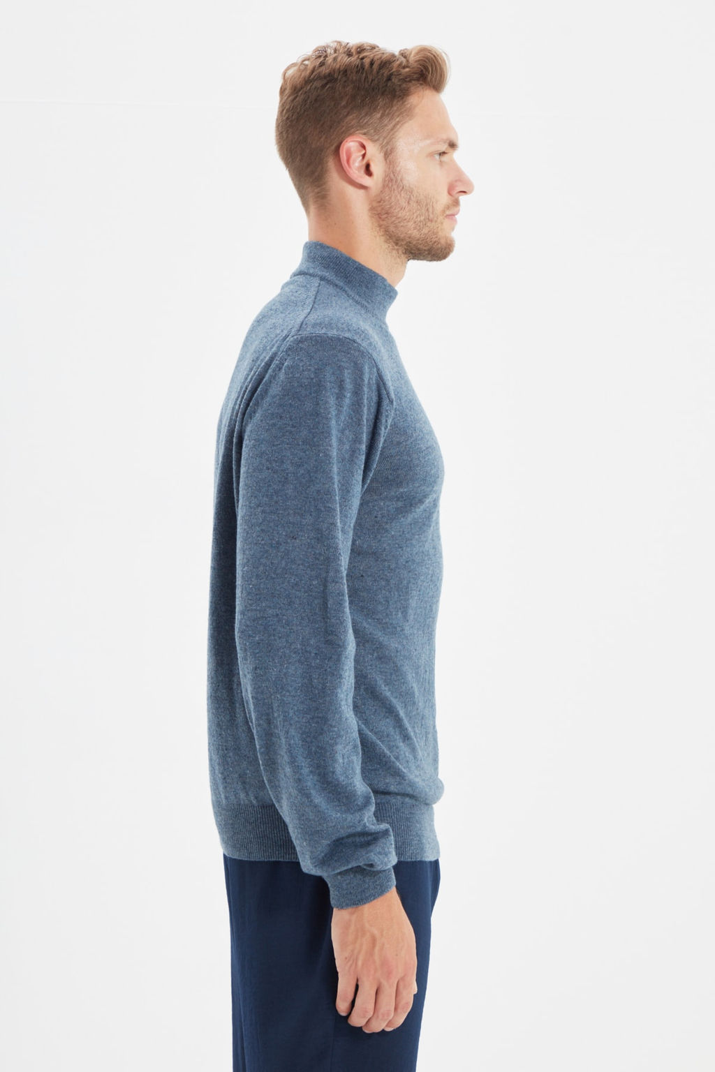 TRENDYOL MAN Bej Slim Fit Yunlu Yar?m Bal?kc? Yaka Basic Triko Kazak TMNAW21KZ1595 - Trendyolmilla фото 21