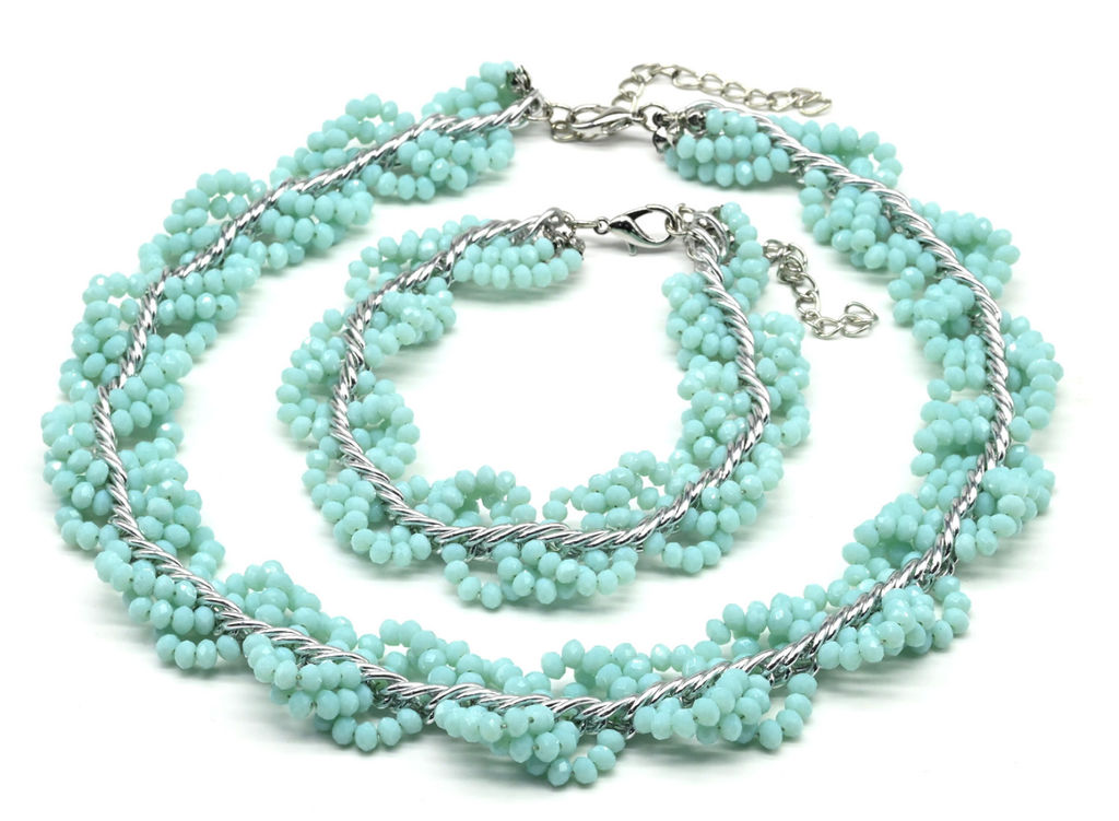 Колье и браслет из циркона с цепью цв.крем, 44см, 22см - Радуга камня фото 3